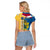 United States Virgin Islands Raglan Cropped T Shirt with Blue Yellow Floral Design and Government Seal Bird - Wonder Print Shop