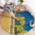 United States Virgin Islands Round Carpet with Blue Yellow Floral Design and Government Seal Bird - Wonder Print Shop