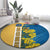 United States Virgin Islands Round Carpet with Blue Yellow Floral Design and Government Seal Bird - Wonder Print Shop