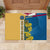 United States Virgin Islands Rubber Doormat with Blue Yellow Floral Design and Government Seal Bird - Wonder Print Shop