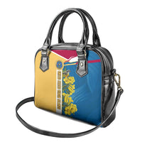 United States Virgin Islands Shoulder Handbag with Blue Yellow Floral Design and Government Seal Bird - Wonder Print Shop