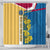 United States Virgin Islands Shower Curtain with Blue Yellow Floral Design and Government Seal Bird - Wonder Print Shop