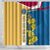 United States Virgin Islands Shower Curtain with Blue Yellow Floral Design and Government Seal Bird - Wonder Print Shop