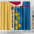 United States Virgin Islands Shower Curtain with Blue Yellow Floral Design and Government Seal Bird - Wonder Print Shop