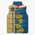 United States Virgin Islands Sleeveless Puffer Jacket with Blue Yellow Floral Design and Government Seal Bird - Wonder Print Shop