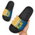 United States Virgin Islands Slide Sandals with Blue Yellow Floral Design and Government Seal Bird - Wonder Print Shop
