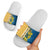 United States Virgin Islands Slide Sandals with Blue Yellow Floral Design and Government Seal Bird - Wonder Print Shop
