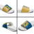United States Virgin Islands Slide Sandals with Blue Yellow Floral Design and Government Seal Bird - Wonder Print Shop