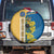 United States Virgin Islands Spare Tire Cover with Blue Yellow Floral Design and Government Seal Bird - Wonder Print Shop
