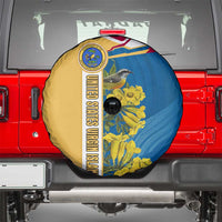United States Virgin Islands Spare Tire Cover with Blue Yellow Floral Design and Government Seal Bird - Wonder Print Shop