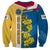 United States Virgin Islands Sweatshirt with Blue Yellow Floral Design and Government Seal Bird - Wonder Print Shop
