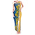 United States Virgin Islands Tank Maxi Dress with Blue Yellow Floral Design and Government Seal Bird - Wonder Print Shop