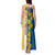 United States Virgin Islands Tank Maxi Dress with Blue Yellow Floral Design and Government Seal Bird - Wonder Print Shop