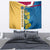 United States Virgin Islands Tapestry with Blue Yellow Floral Design and Government Seal Bird - Wonder Print Shop