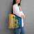 United States Virgin Islands Tote Bag with Blue Yellow Floral Design and Government Seal Bird - Wonder Print Shop
