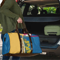 United States Virgin Islands Travel Bag with Blue Yellow Floral Design and Government Seal Bird - Wonder Print Shop