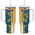 United States Virgin Islands Tumbler With Handle with Blue Yellow Floral Design and Government Seal Bird - Wonder Print Shop