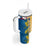 United States Virgin Islands Tumbler With Handle with Blue Yellow Floral Design and Government Seal Bird - Wonder Print Shop