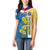 United States Virgin Islands Women Polo Shirt with Blue Yellow Floral Design and Government Seal Bird - Wonder Print Shop