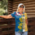 United States Virgin Islands Women Polo Shirt with Blue Yellow Floral Design and Government Seal Bird - Wonder Print Shop
