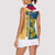United States Virgin Islands Women Sleeveless Polo Shirt with Blue Yellow Floral Design and Government Seal Bird - Wonder Print Shop
