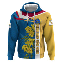 United States Virgin Islands Zip Hoodie with Blue Yellow Floral Design and Government Seal Bird - Wonder Print Shop