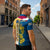 United States Virgin Islands Zipper Polo Shirt with Blue Yellow Floral Design and Government Seal Bird - Wonder Print Shop