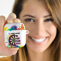 Colorful Dartboard and Splatter Paint Darts AirPods Case Personalized Motivational Quote - Wonder Print Shop