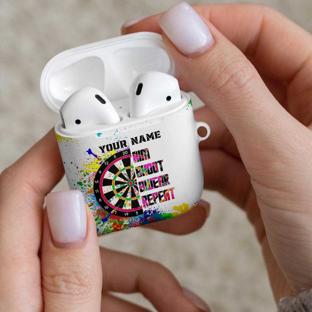 Colorful Dartboard and Splatter Paint Darts AirPods Case Personalized Motivational Quote - Wonder Print Shop