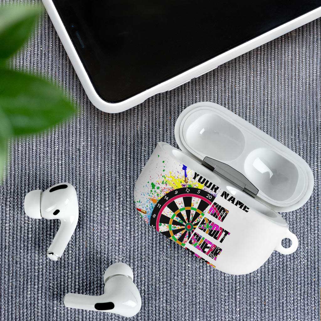 Colorful Dartboard and Splatter Paint Darts AirPods Case Personalized Motivational Quote - Wonder Print Shop