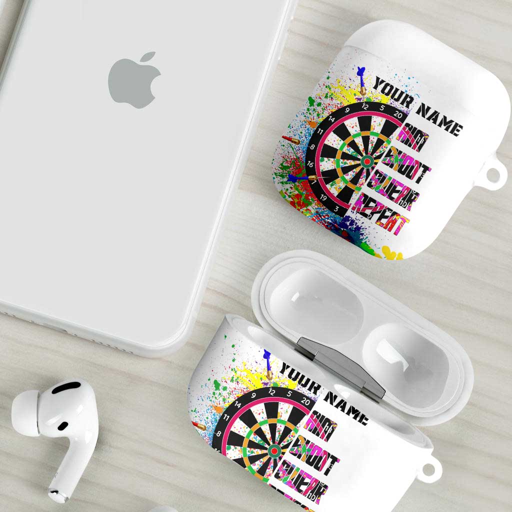 Colorful Dartboard and Splatter Paint Darts AirPods Case Personalized Motivational Quote - Wonder Print Shop