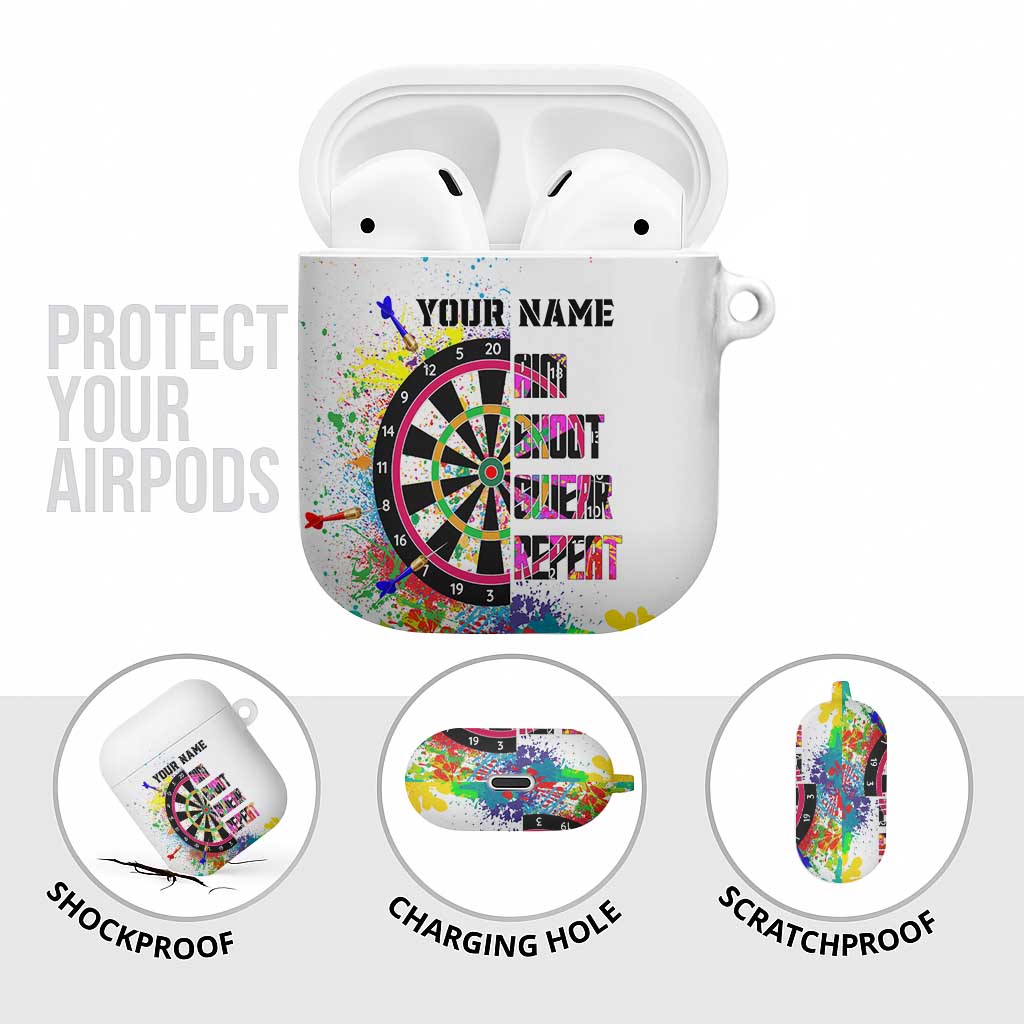 Colorful Dartboard and Splatter Paint Darts AirPods Case Personalized Motivational Quote - Wonder Print Shop