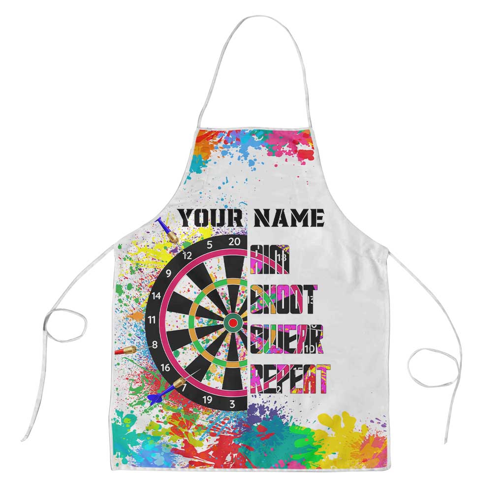 Colorful Dartboard and Splatter Paint Darts Apron Personalized Motivational Quote - Wonder Print Shop