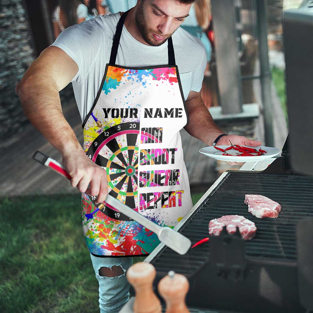 Colorful Dartboard and Splatter Paint Darts Apron Personalized Motivational Quote - Wonder Print Shop