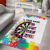 Colorful Dartboard and Splatter Paint Darts Area Rug Personalized Motivational Quote - Wonder Print Shop