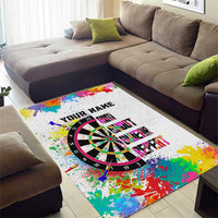 Colorful Dartboard and Splatter Paint Darts Area Rug Personalized Motivational Quote - Wonder Print Shop