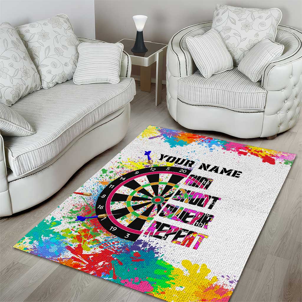Colorful Dartboard and Splatter Paint Darts Area Rug Personalized Motivational Quote - Wonder Print Shop