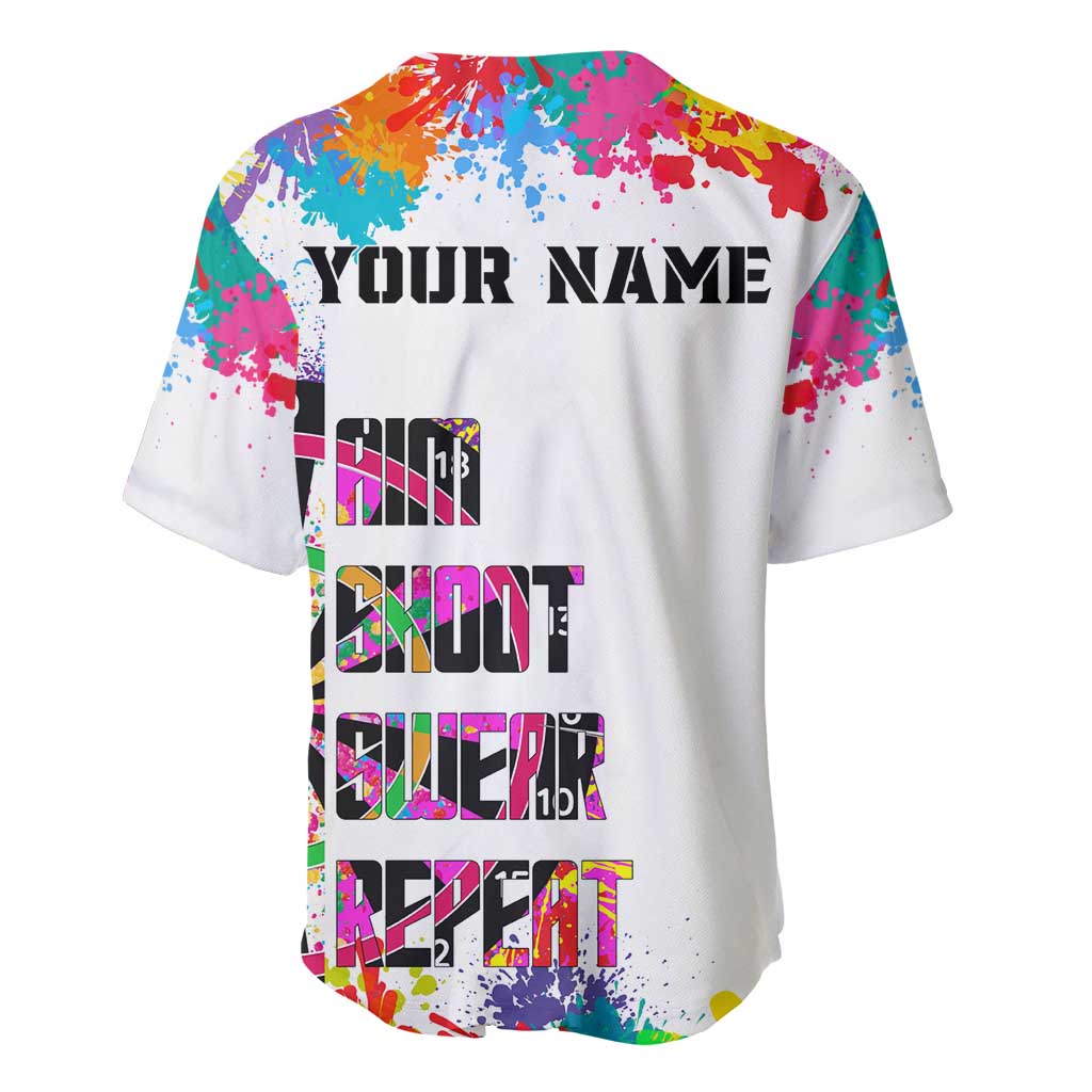 Colorful Dartboard and Splatter Paint Darts Baseball Jersey Personalized Motivational Quote - Wonder Print Shop