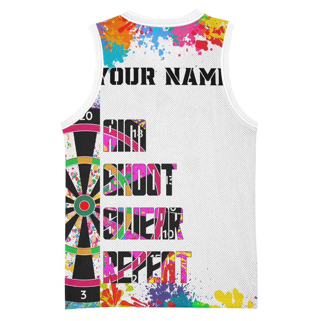 Colorful Dartboard and Splatter Paint Darts Basketball Jersey Personalized Motivational Quote - Wonder Print Shop