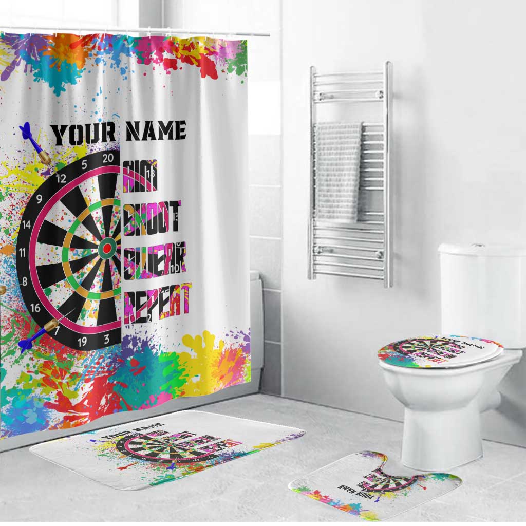 Colorful Dartboard and Splatter Paint Darts Bathroom Set Personalized Motivational Quote - Wonder Print Shop