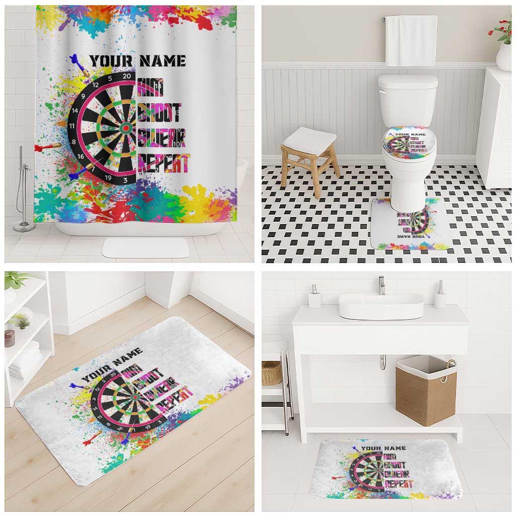 Colorful Dartboard and Splatter Paint Darts Bathroom Set Personalized Motivational Quote - Wonder Print Shop