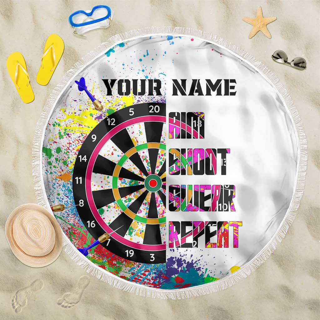 Colorful Dartboard and Splatter Paint Darts Beach Blanket Personalized Motivational Quote - Wonder Print Shop