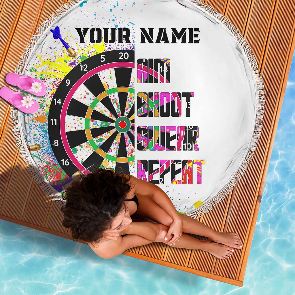 Colorful Dartboard and Splatter Paint Darts Beach Blanket Personalized Motivational Quote - Wonder Print Shop