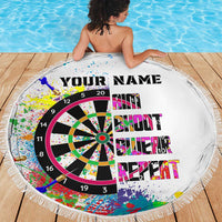 Colorful Dartboard and Splatter Paint Darts Beach Blanket Personalized Motivational Quote - Wonder Print Shop