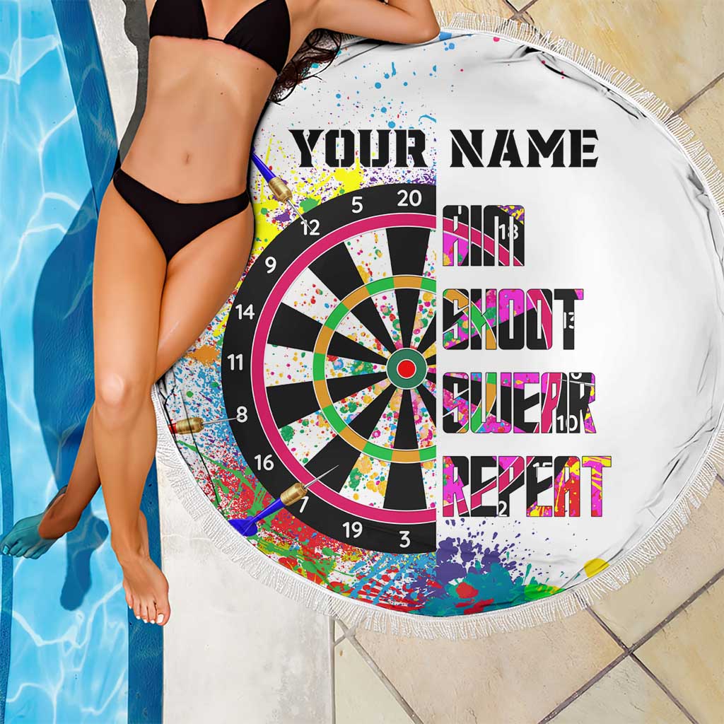 Colorful Dartboard and Splatter Paint Darts Beach Blanket Personalized Motivational Quote - Wonder Print Shop
