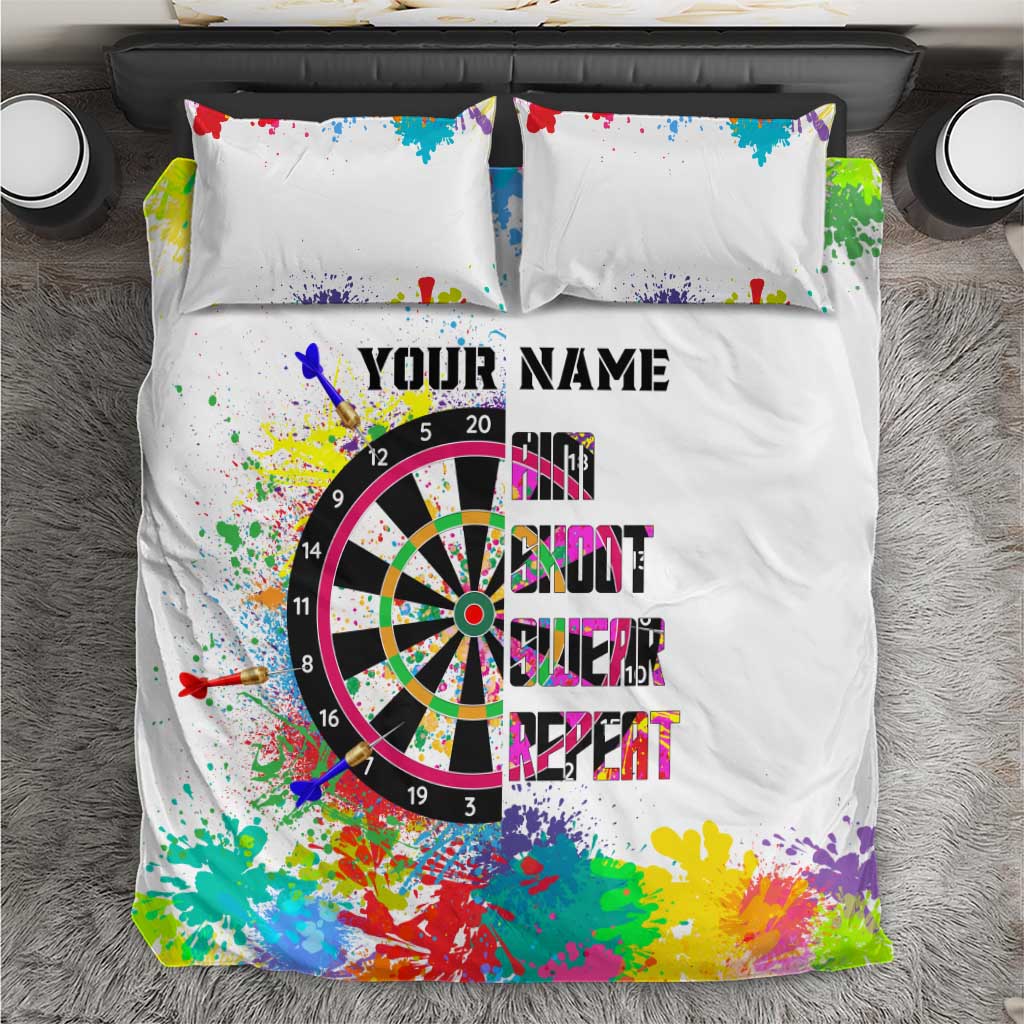Colorful Dartboard and Splatter Paint Darts Bedding Set Personalized Motivational Quote - Wonder Print Shop