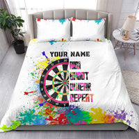 Colorful Dartboard and Splatter Paint Darts Bedding Set Personalized Motivational Quote - Wonder Print Shop