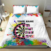 Colorful Dartboard and Splatter Paint Darts Bedding Set Personalized Motivational Quote - Wonder Print Shop