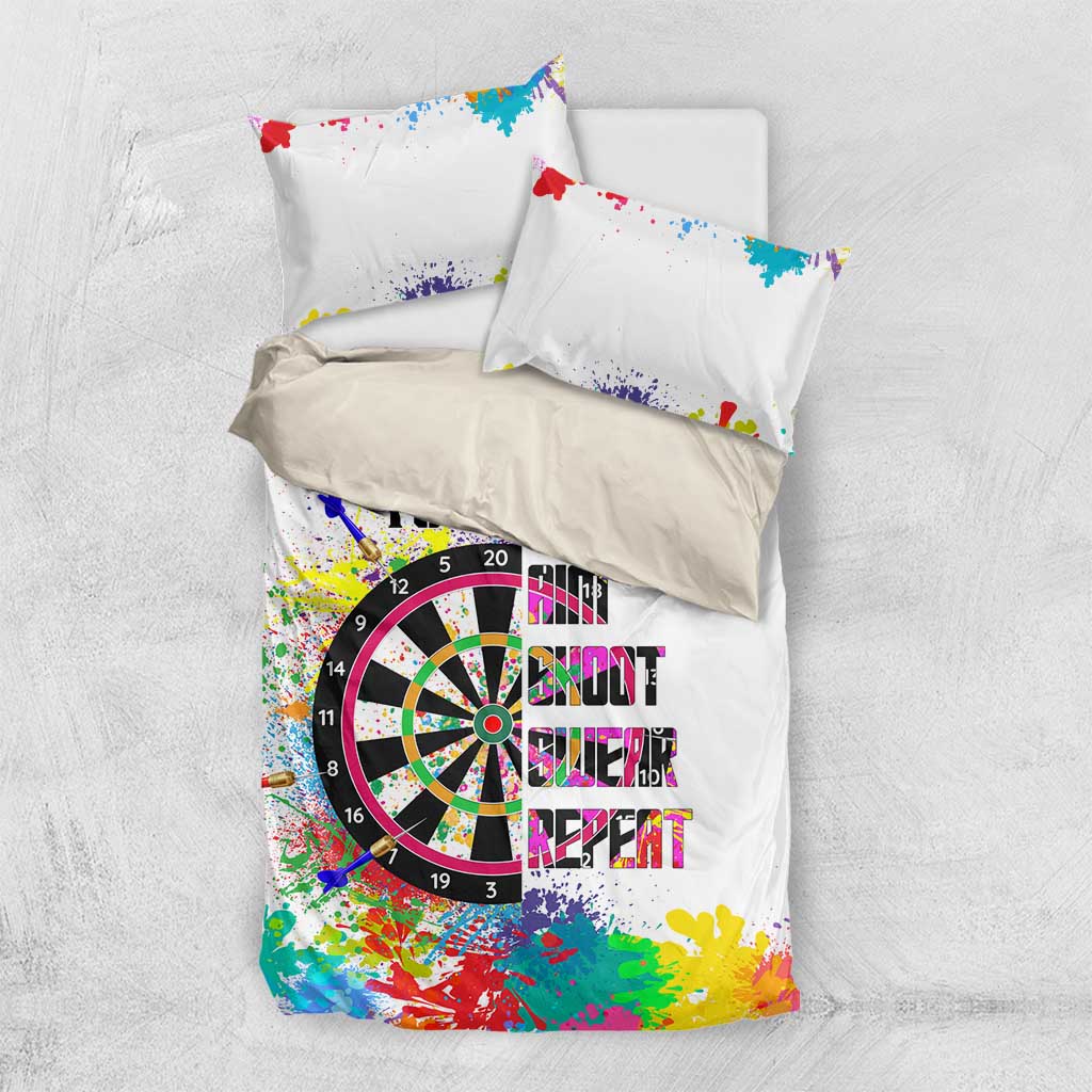 Colorful Dartboard and Splatter Paint Darts Bedding Set Personalized Motivational Quote - Wonder Print Shop