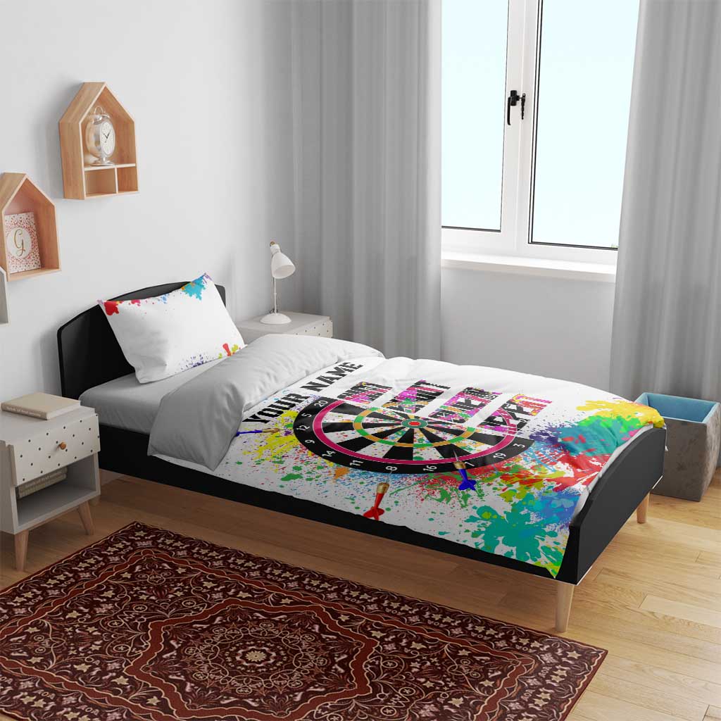 Colorful Dartboard and Splatter Paint Darts Bedding Set Personalized Motivational Quote - Wonder Print Shop